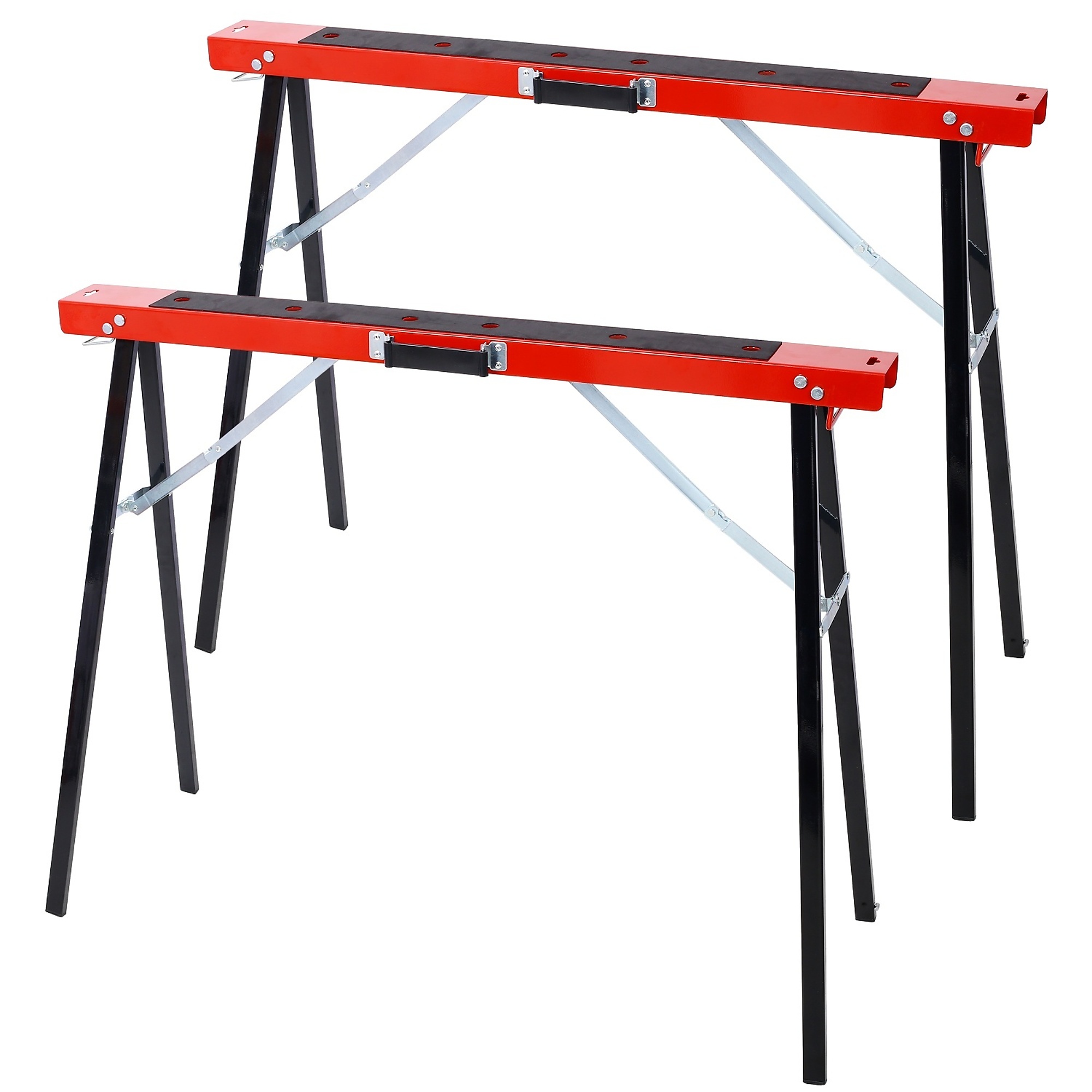 BlackTeck Folding Portable Sawhorse — 4.7in. x 4.7in., Heavy-Duty Metal, 550-Lb. Capacity, Red, Model# N2-199522